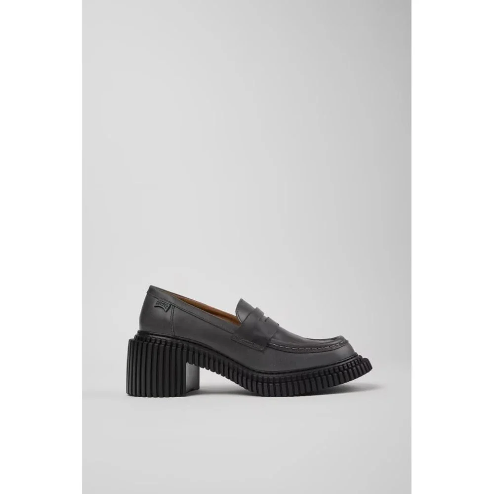 Camper Pix London Gray Leather Chunky Heel Loafers EU 40 US 9 $210